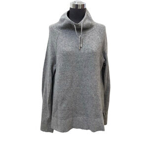 Ann Taylor Wool Blend Sweater Women S Grey Knit High Neck Loose Sleeves